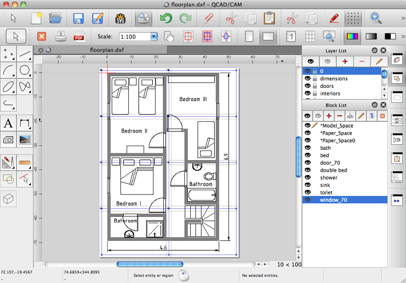 QCAD Main Interface on Mac