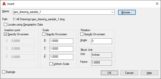 Force Insert Drawing File in AutoCAD