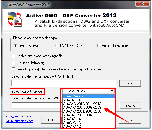 Convert with AutoDWG DWG DXF Converter