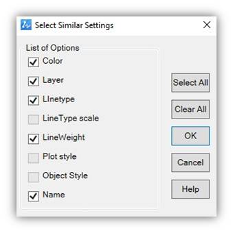 Smart Select Similar Settings