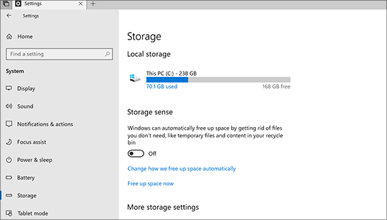 Check Storage on Windows