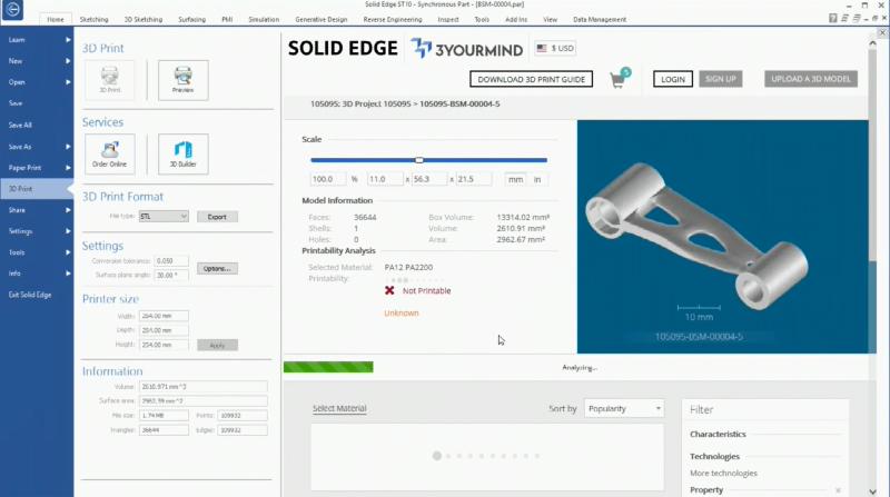 Solid Edge Export Model for 3D Print