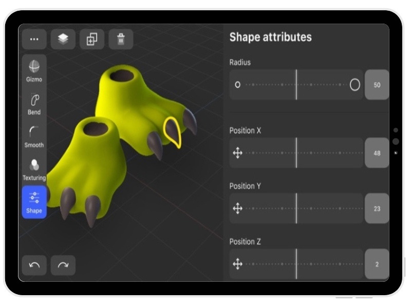 Shapeyard 3D Modeling Interface on iPad