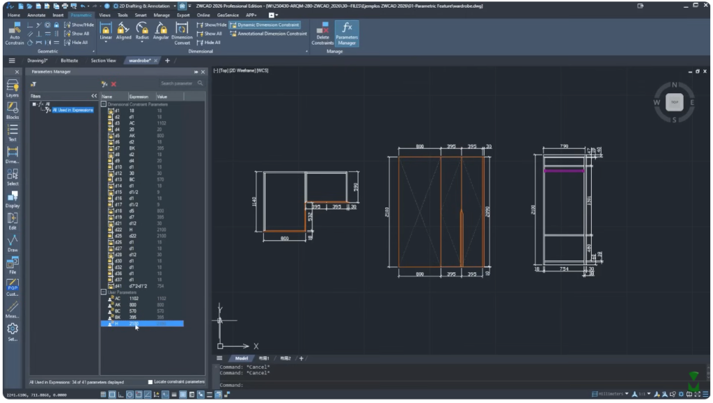 ZWCAD 2026 Parameterization Tools