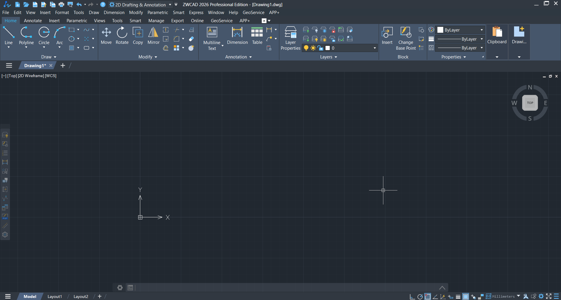 ZWCAD's familiar interface
