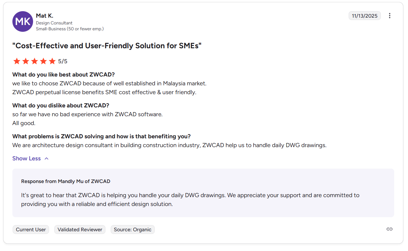 User's review of ZWCAD